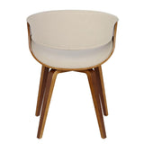 Lumisource Curvo Mid-Century Modern Dining/Accent Chair in Walnut and Cream Fabric