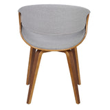 Lumisource Curvo Mid-Century Modern Dining/Accent Chair in Walnut and Grey Fabric