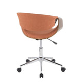 Lumisource Curvo Mid-Century Modern Office Chair in Walnut Wood and Orange Fabric