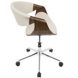 Lumisource Curvo Mid-Century Modern Office Chair in Walnut and Cream