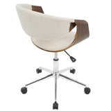Lumisource Curvo Mid-Century Modern Office Chair in Walnut and Cream