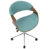 Lumisource Curvo Mid-Century Modern Office Chair in Walnut and Teal
