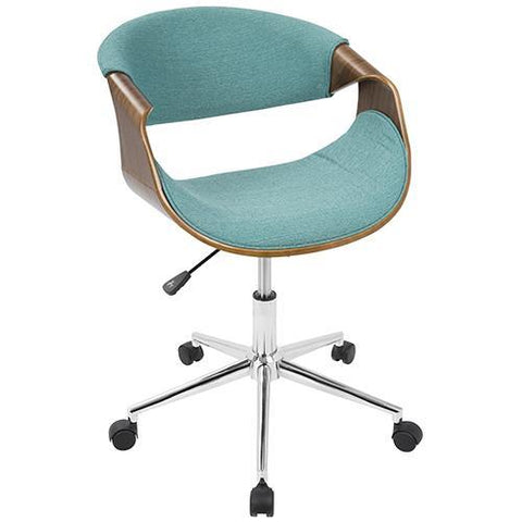 Lumisource Curvo Mid-Century Modern Office Chair in Walnut and Teal
