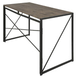 Lumisource Dakota Industrial Office Desk in Black with Wood Top