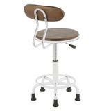 Lumisource Dakota Industrial Task Chair in Vintage White Metal and Espresso Wood