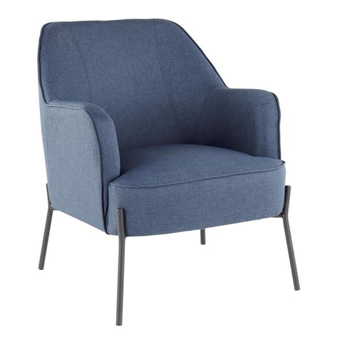Lumisource Daniella Contemporary Accent Chair in Black Metal and Blue Fabric