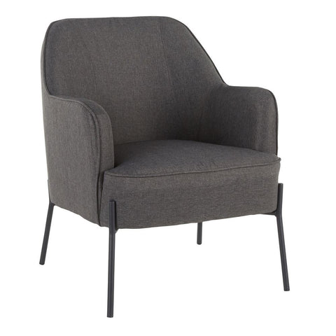 Lumisource Daniella Contemporary Accent Chair in Black Metal and Charcoal Fabric
