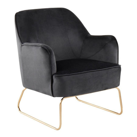 Lumisource Daniella Contemporary Accent Chair in Gold Metal and Black Velvet