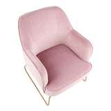 Lumisource Daniella Contemporary Accent Chair in Gold Metal and Blush Pink Velvet