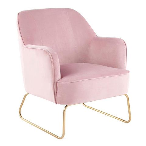 Lumisource Daniella Contemporary Accent Chair in Gold Metal and Blush Pink Velvet