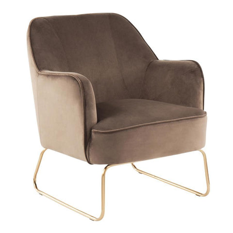 Lumisource Daniella Contemporary Accent Chair in Gold Metal and Espresso Velvet