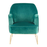 Lumisource Daniella Contemporary Accent Chair in Gold Metal and Green Velvet