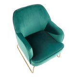 Lumisource Daniella Contemporary Accent Chair in Gold Metal and Green Velvet