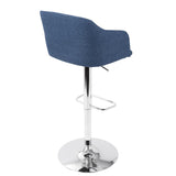 Lumisource Daniella Contemporary Adjustable Barstool with Swivel in Blue