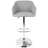 Lumisource Daniella Contemporary Adjustable Barstool with Swivel in Light Grey
