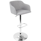 Lumisource Daniella Contemporary Adjustable Barstool with Swivel in Light Grey