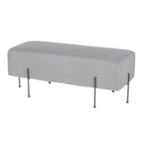 Lumisource Daniella Contemporary Bench in Black Metal and Grey Fabric