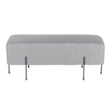 Lumisource Daniella Contemporary Bench in Black Metal and Grey Fabric