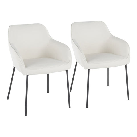 Lumisource Daniella Contemporary Dining Chair in Black Metal and Cream Fabric - Set of 2
