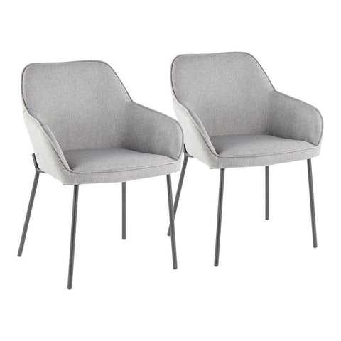 Lumisource Daniella Contemporary Dining Chair in Black Metal and Grey Fabric - Set of 2