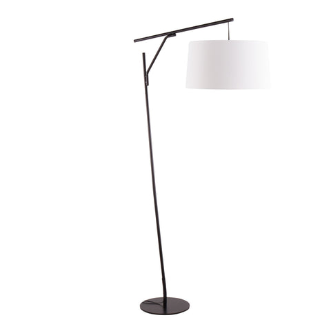Lumisource Daniella Contemporary Floor Lamp in Black Steel with White Linen Shade