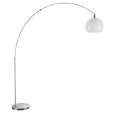 Lumisource Decco Modern Arched Floor Lamp in Satin Nickel w/White Shade