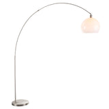 Lumisource Decco Modern Arched Floor Lamp in Satin Nickel w/White Shade