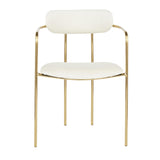 Lumisource Demi Contemporary Chair in Gold Metal and Cream Velvet - Set of 2