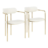 Lumisource Demi Contemporary Chair in Gold Metal and Cream Velvet - Set of 2