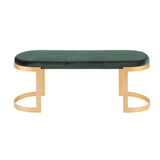 Lumisource Demi Contemporary Glam Bench in Gold Metal and Emerald Green Velvet
