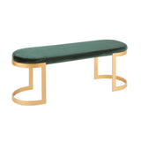 Lumisource Demi Contemporary Glam Bench in Gold Metal and Emerald Green Velvet