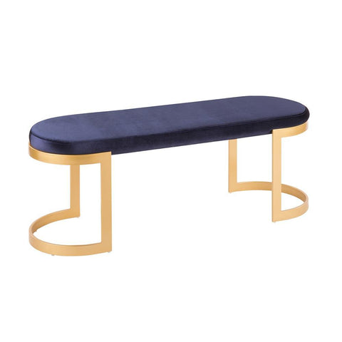 Lumisource Demi Contemporary Glam Bench in Gold Metal and Royal Blue Velvet