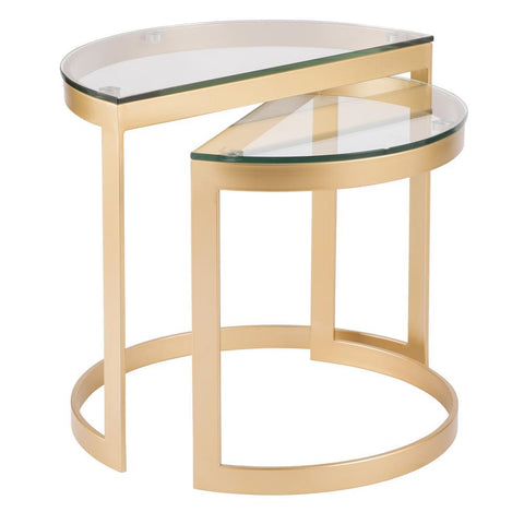Lumisource Demi Contemporary Nesting Tables in Gold with Clear Glass Top - Set of 2