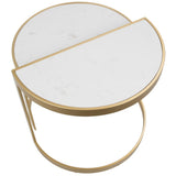 Lumisource Demi Contemporary Nesting Tables in Gold with White Marble Top - Set of 2