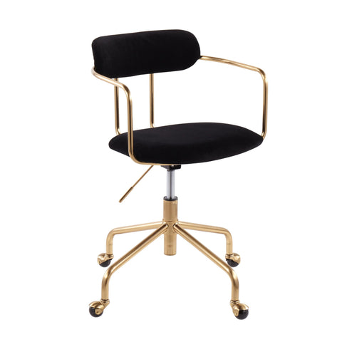Lumisource Demi Contemporary Office Chair in Gold Metal and Black Velvet