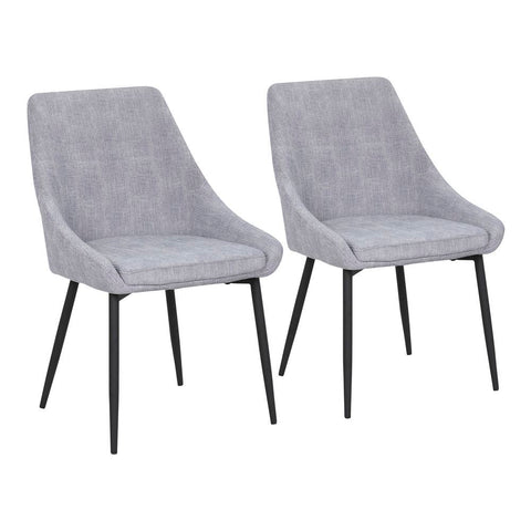 Lumisource Diana Contemporary Chair in Black Metal and Grey Corduroy Fabric - Set of 2
