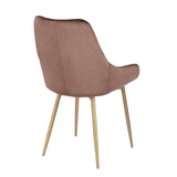 Lumisource Diana Contemporary Chair in Satin Brass Metal and Chocolate Brown Velvet - Set of 2