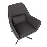 Lumisource Diana Contemporary Lounge Chair in Black Metal with Charcoal Fabric and Black Piping