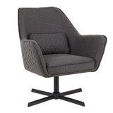 Lumisource Diana Contemporary Lounge Chair in Black Metal with Charcoal Fabric and Black Piping