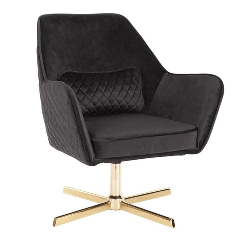 Lumisource Diana Contemporary Lounge Chair in Gold Metal and Black Velvet