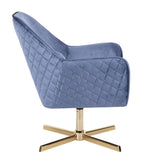 Lumisource Diana Contemporary Lounge Chair in Gold Metal and Blue Velvet