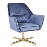 Lumisource Diana Contemporary Lounge Chair in Gold Metal and Blue Velvet