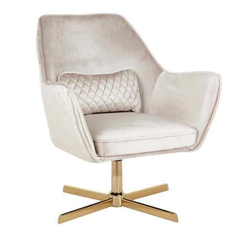 Lumisource Diana Contemporary Lounge Chair in Gold Metal and Cream Velvet