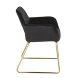 Lumisource Dory Contemporary/Glam Dining Chair in Gold Metal and Black Velvet Fabric