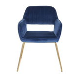 Lumisource Dory Contemporary/Glam Dining Chair in Gold Metal and Blue Velvet Fabric