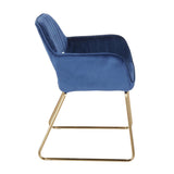 Lumisource Dory Contemporary/Glam Dining Chair in Gold Metal and Blue Velvet Fabric