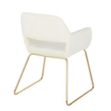 Lumisource Dory Contemporary/Glam Dining Chair in Gold Metal and Cream Velvet Fabric