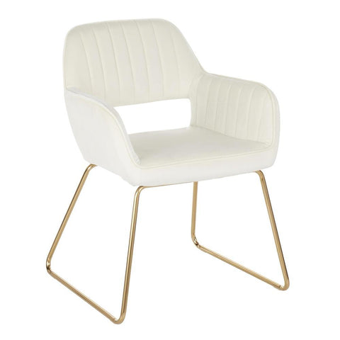 Lumisource Dory Contemporary/Glam Dining Chair in Gold Metal and Cream Velvet Fabric