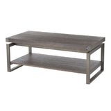 Lumisource Drift Industrial Coffee Table in Antique Metal with Espresso Wood-Pressed Grain Bamboo