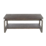 Lumisource Drift Industrial Coffee Table in Antique Metal with Espresso Wood-Pressed Grain Bamboo